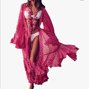 Pink polka dot beach cover up